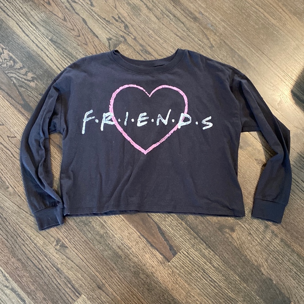 Friends TV Show Long Sleeve Black T Shirt Heart Medium M VGUC